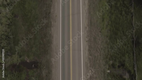 Overhead aerial, rural highway