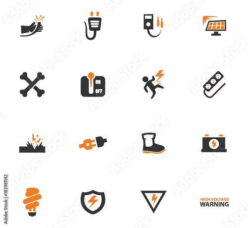 High voltage icons set