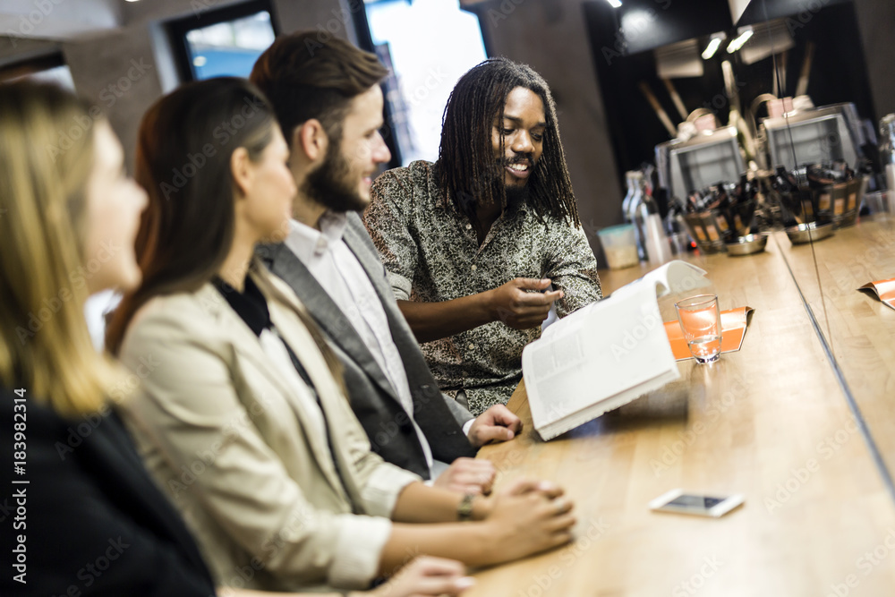 Group of people discussing the contents of the article