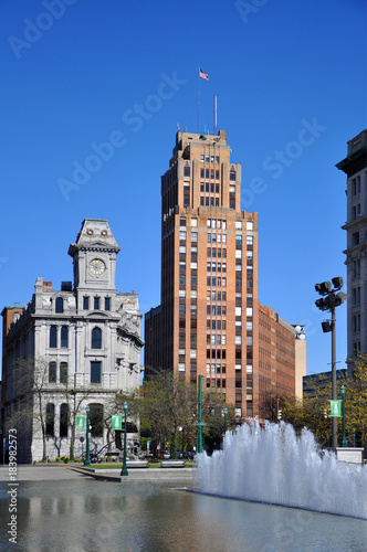 Gridley Building and State Tower Building in downtown Syracuse, New York State, USA. State Tower Building with Art Deco style building is still the tallest building in Syracuse. photo