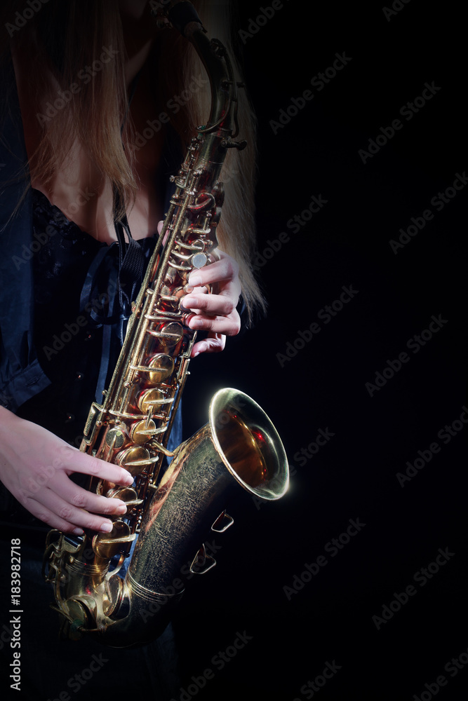 Obraz premium Saxophone Player Saxophonist playing jazz music