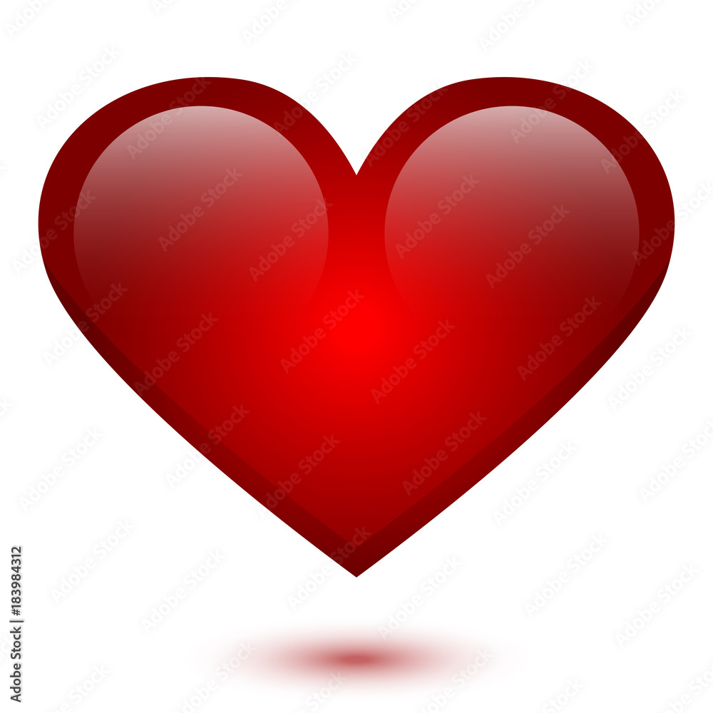 Big Red Heart On White Background, Vector Big Red Heart On White Background, Vector