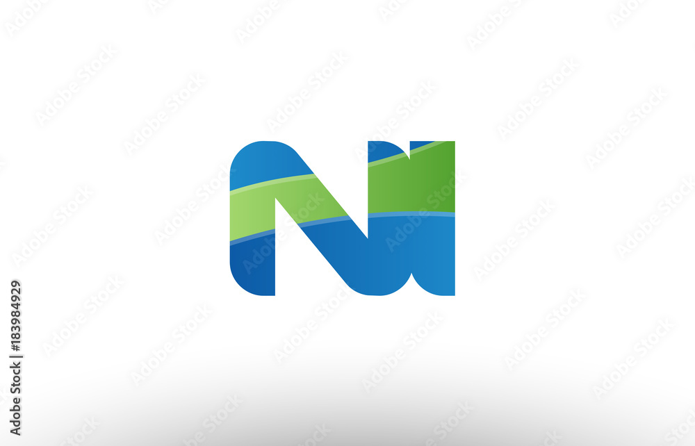 blue green ni n i alphabet letter logo combination icon design blue green ni n i alphabet letter logo combination icon design