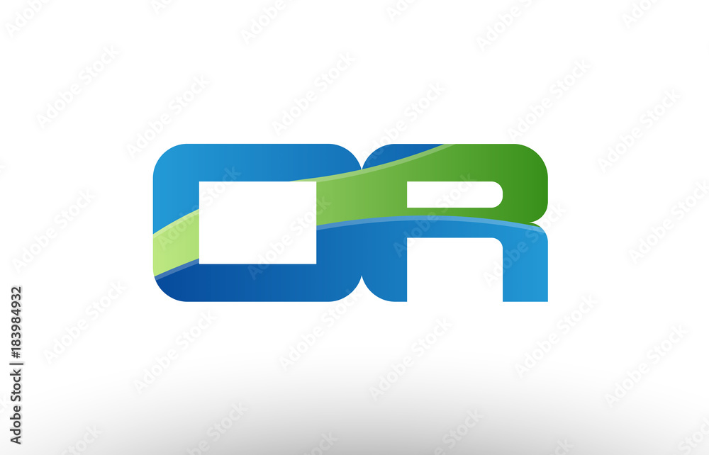 blue green or o r alphabet letter logo combination icon design