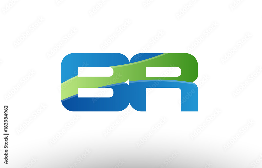 blue green br b r alphabet letter logo combination icon design