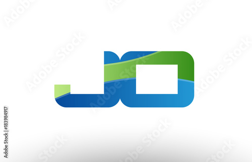 blue green jo j o alphabet letter logo combination icon design