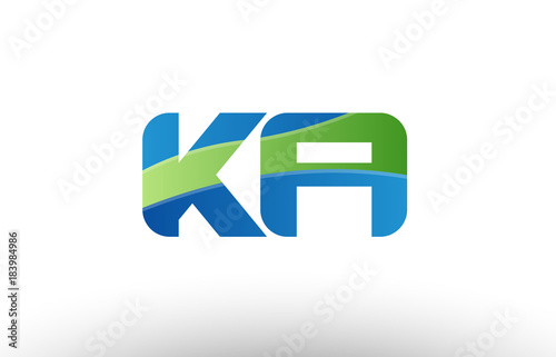 blue green ka k a alphabet letter logo combination icon design photo