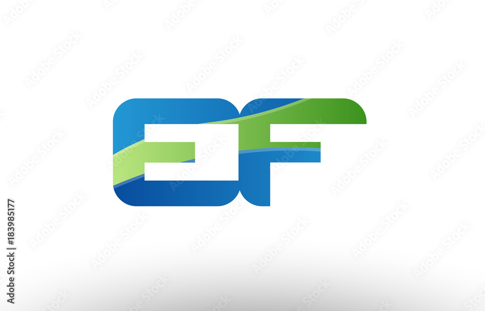 blue green ef e f alphabet letter logo combination icon design