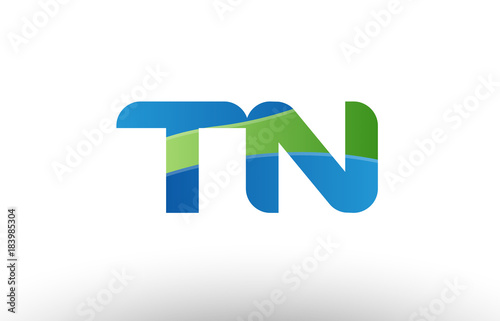 blue green tn t n alphabet letter logo combination icon design