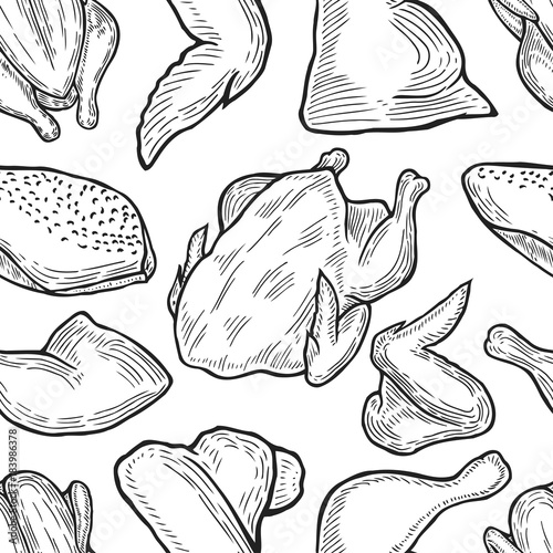 Chicken cuts, hen parts.