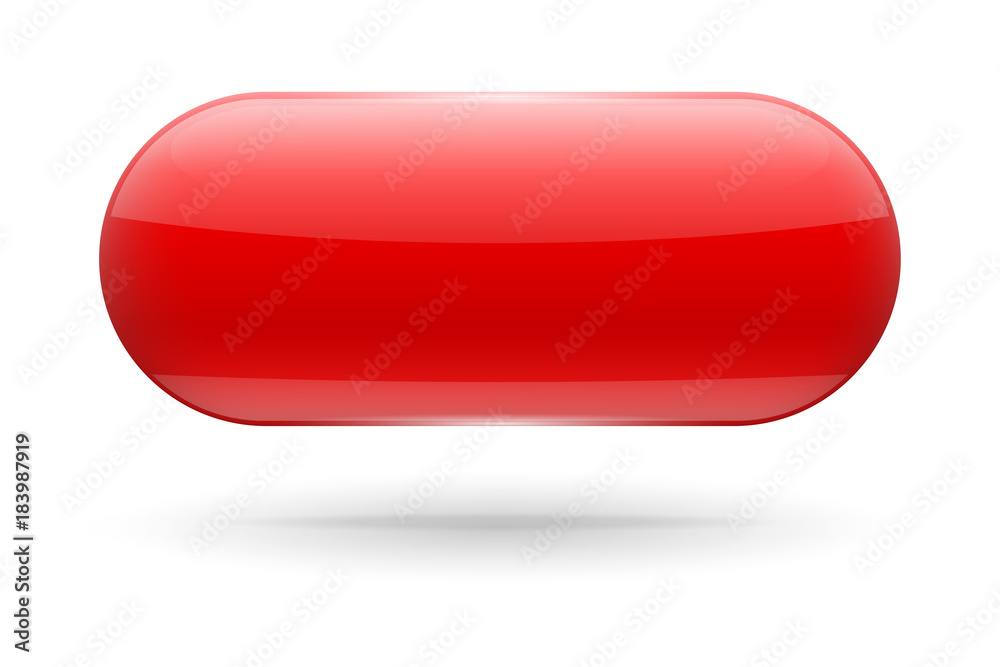 Red oval glass button. Vector 3d illustration Red oval glass button. Vector 3d illustration