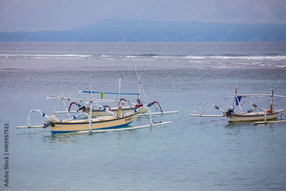 Traditional balinese fishing boats in Bali, Indonesia