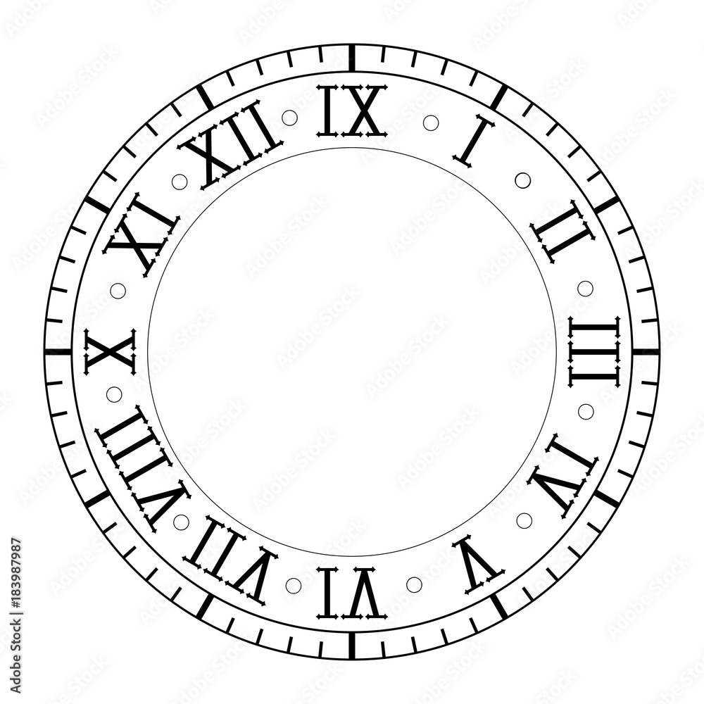 Clock with roman numerals