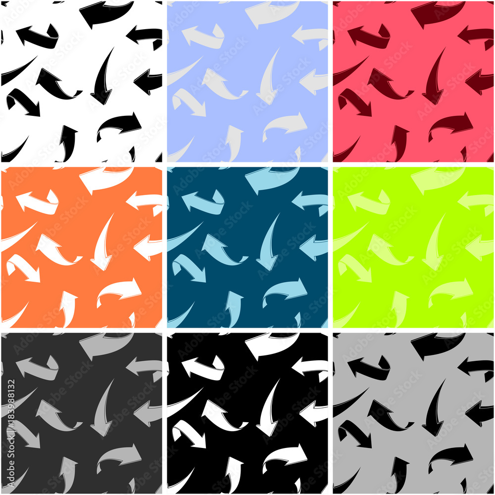 Fotografie Arrows. Collection of colored seamless patterns