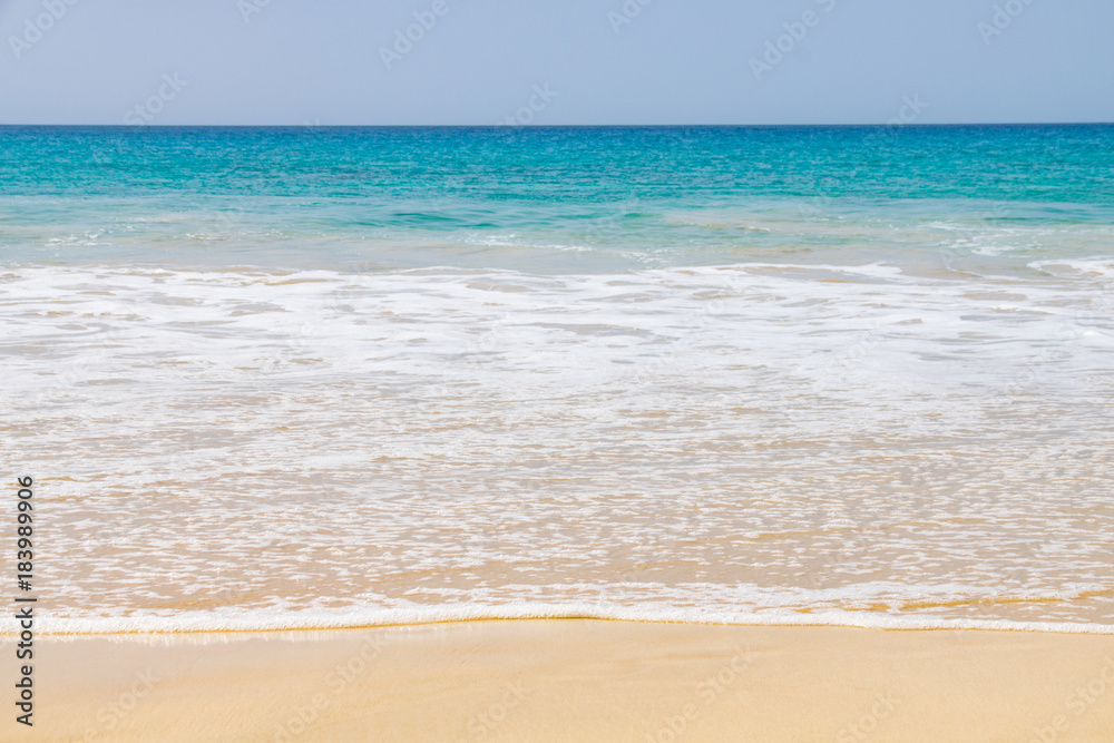 Waves breaking on Santa Monica Beach, Boa Vista, Cape Verde