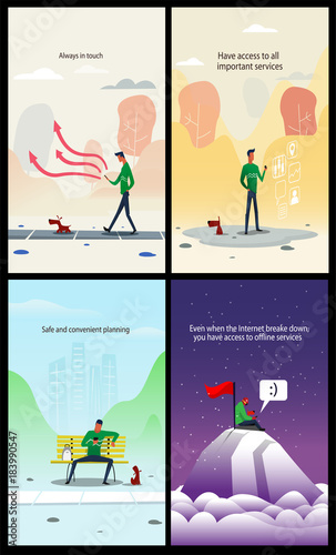 Fun vector Illustration of onboarding app