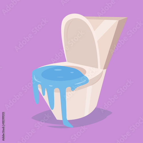 Clog the toilet. Vector. Cartoon.