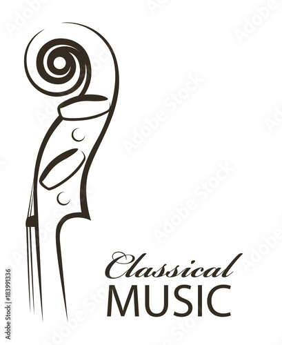 abstract monochrome illustration of violin with text