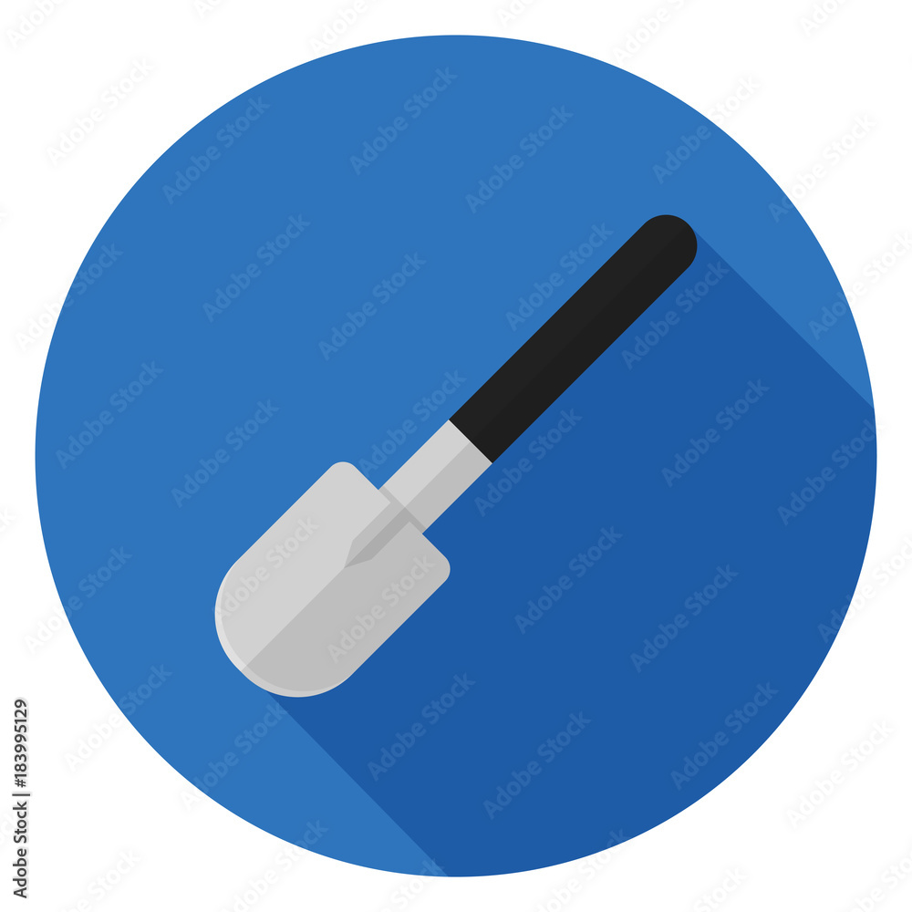 Hand shovel icon. Illustration in flat style. Round icon with long shadow. Hand shovel icon. Illustration in flat style. Round icon with long shadow.
