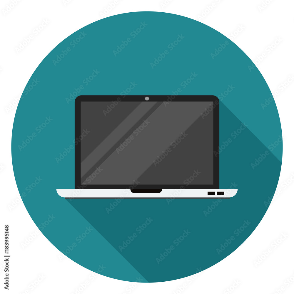 Laptop icon. Illustration in flat style. Round icon with long shadow. Laptop icon. Illustration in flat style. Round icon with long shadow.