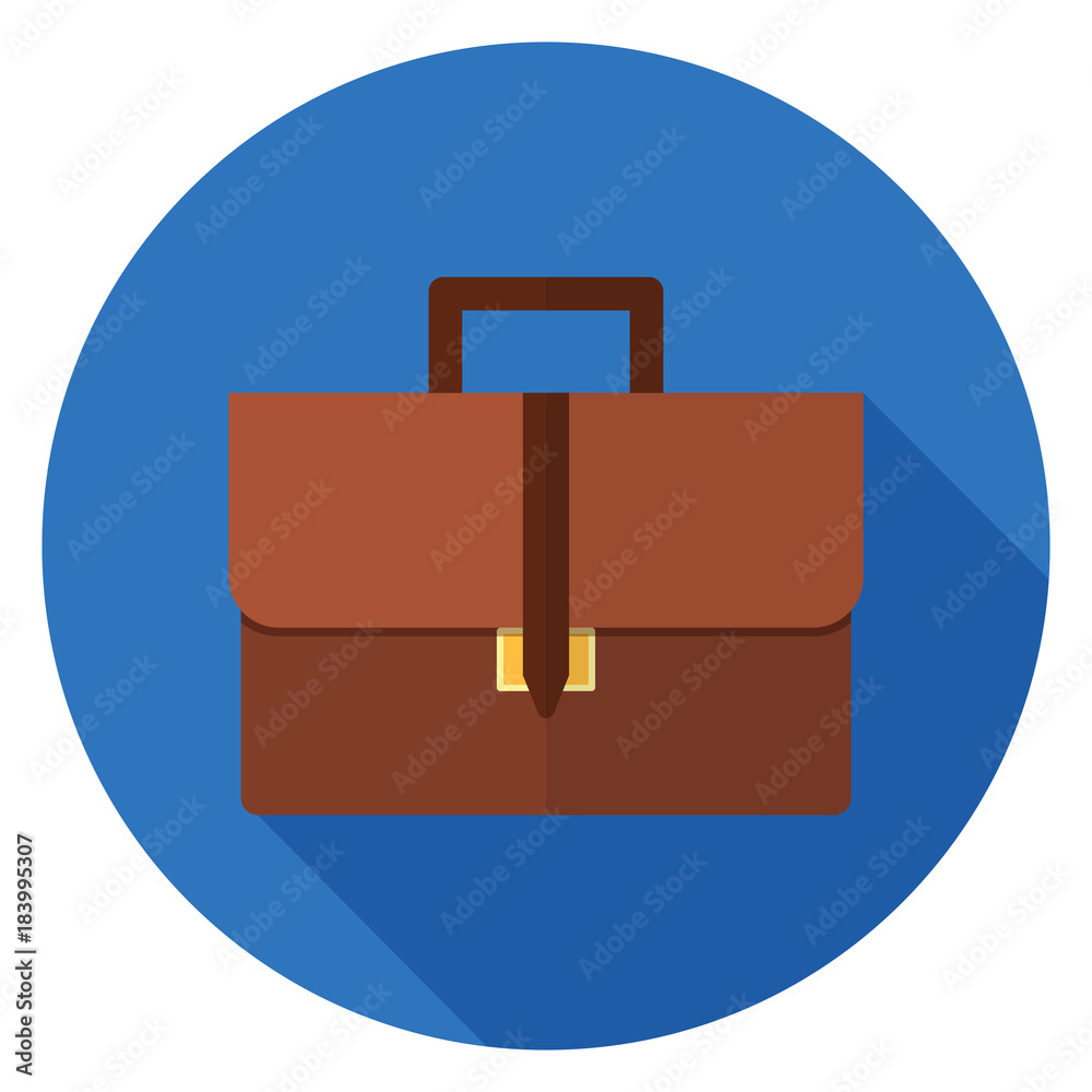 Briefcase icon. Illustration in flat style. Round icon with long shadow. Briefcase icon. Illustration in flat style. Round icon with long shadow.
