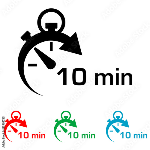 Icono plano cronometro con 10 min en varios colores