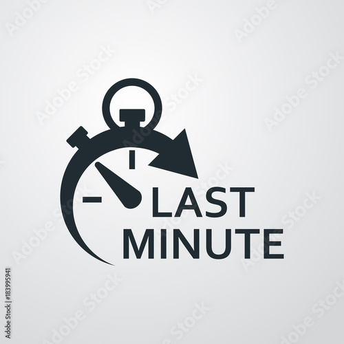 Icono plano cronometro con LAST MINUTE en fondo degradado