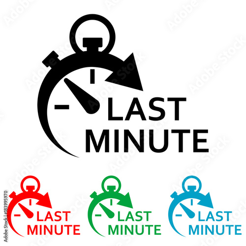 Icono plano cronometro con LAST MINUTE en varios colores