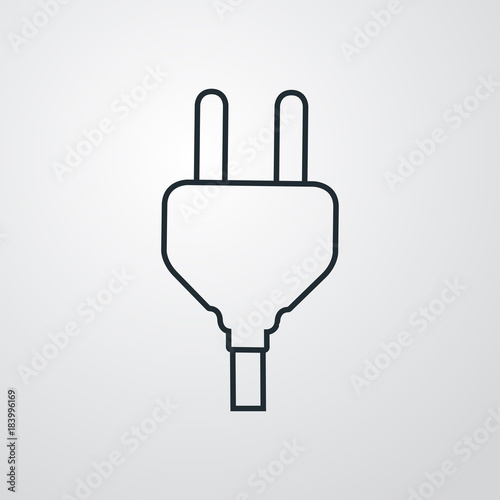 Icono plano linea enchufe en fondo degradado