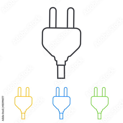 Icono plano linea enchufe en varios colores