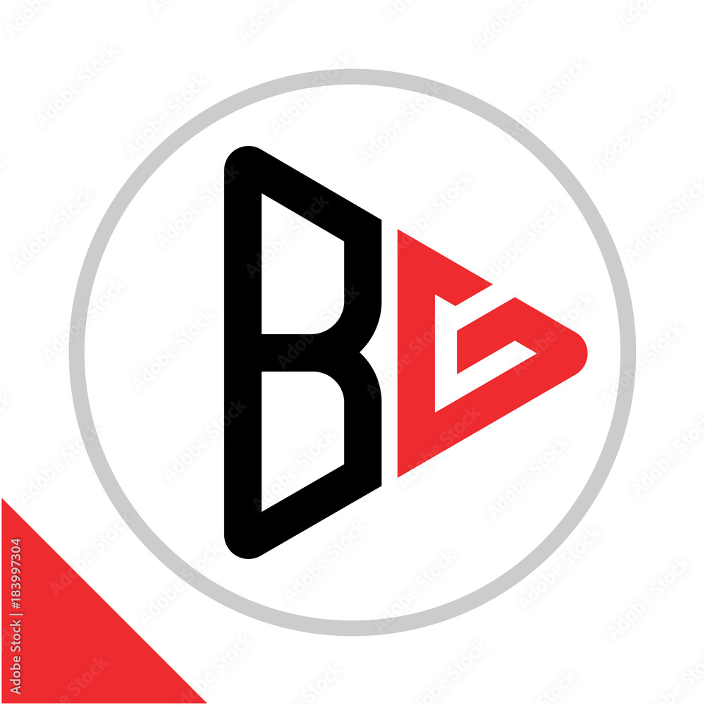 Fototapeta premium logo icon play button shape with combination of B & G initials