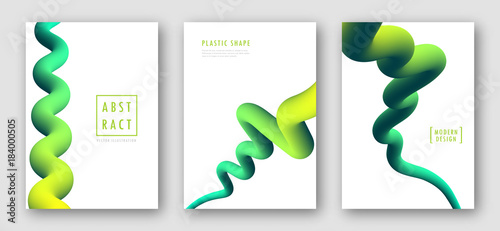 Liquid colorful shapes. Trendy abstract backgrounds. Futuristic design posters with green gradient wave. Set of posters with fluid shapes. Background for banner, card design, poster, web design.