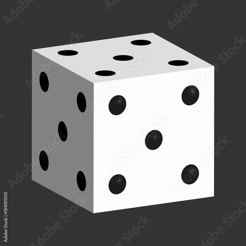 white dice with all five