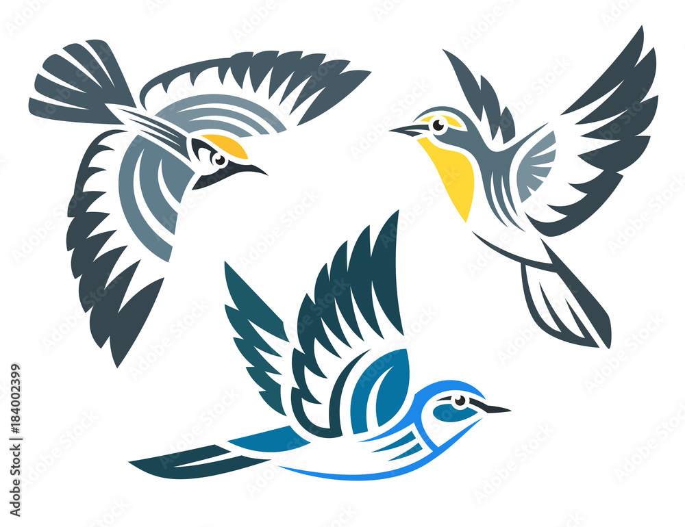 Fototapeta premium Stylized Birds - Warblers