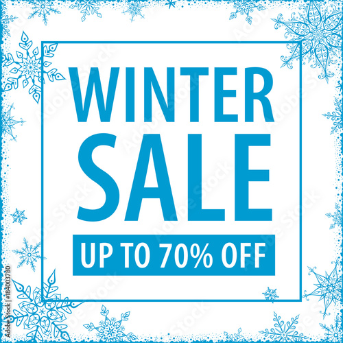 Winter Sale Poster on White Background - Vector