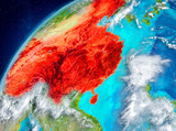 Space view of China in red