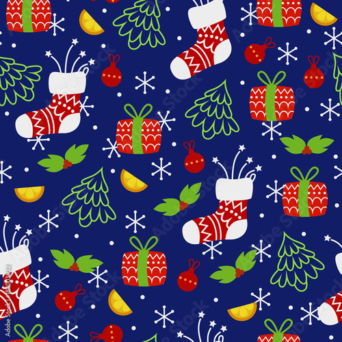 colorful christmas ornament. seamless background. vector illustration