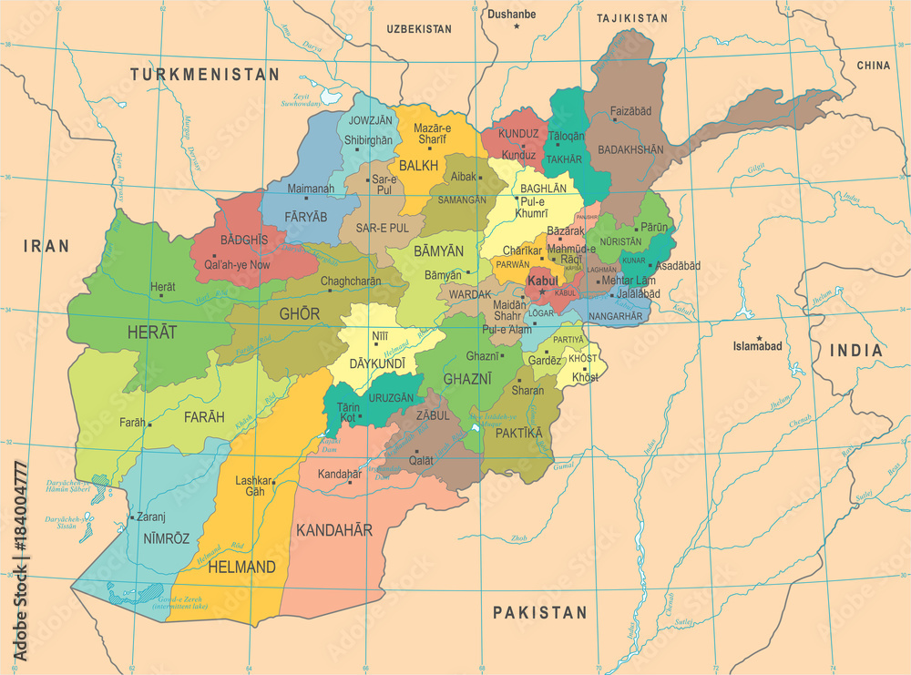 Afghanistan Map - Detailed Vector Illustration