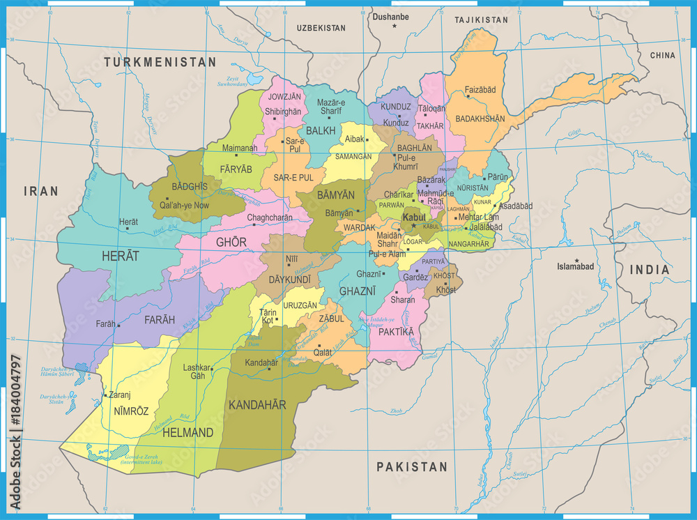 Afghanistan Map - Detailed Vector Illustration
