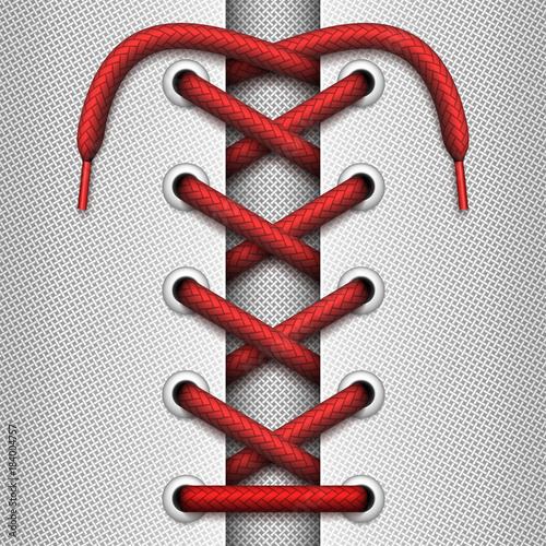 Vector display tying  of shoelaces with elements of a shoe or garment.