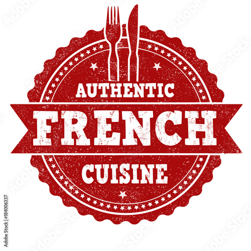 Authentic french cuisine grunge rubber stamp