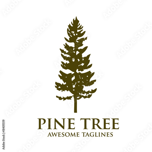 pine Tree outdoor travel green silhouette forest logo , natural pine tree badge abstract stem drawing vector illustration. creative pine tree silhouette logo vector