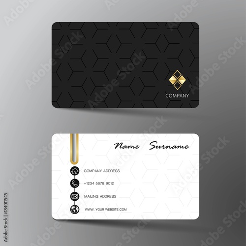 Modern business card template design. With inspiration from the abstract. Contact card for company. Two sided black and white . Vector illustration. 