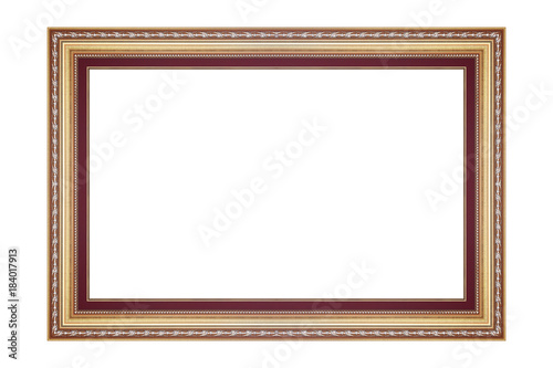 The antique glod frame on white background