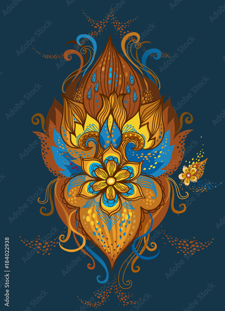  Vector floral pattern  in Eastern style.