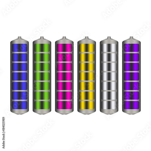 Battery with charge indicator of different colors