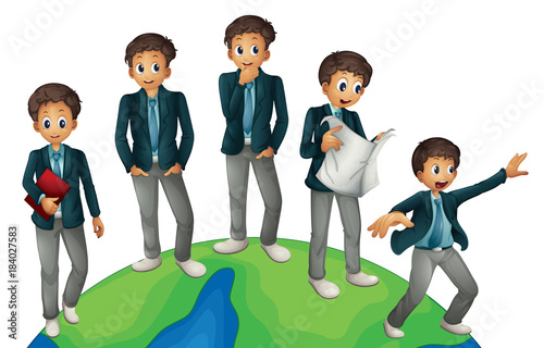 Businessman in different posts around the world