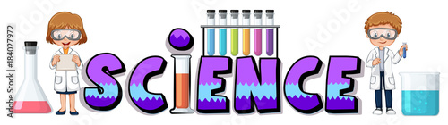 Word design for science with people in white gown