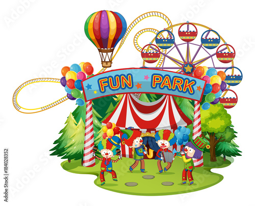 Happy clowns in the funpark