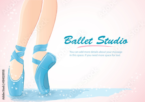 woman leg ballerina background , ballet logo icon for ballet school dance studio vector illustration
